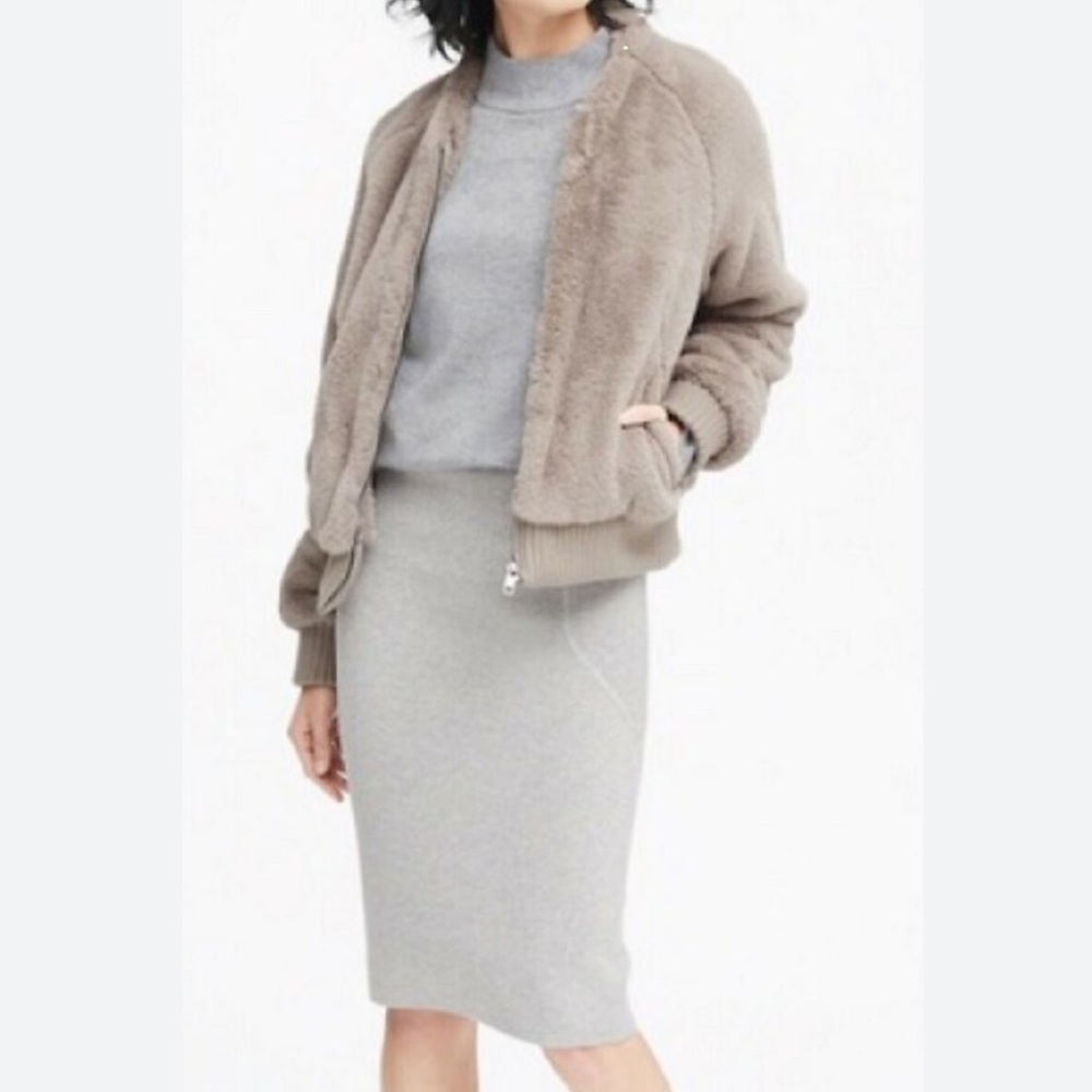 Plush faux fur bomber jacket
